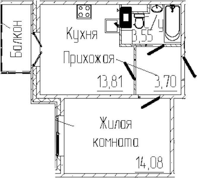 1-комнатная квартира 36.08 м², 3/6 эт., ЖК «SERTOLOVO PARK»